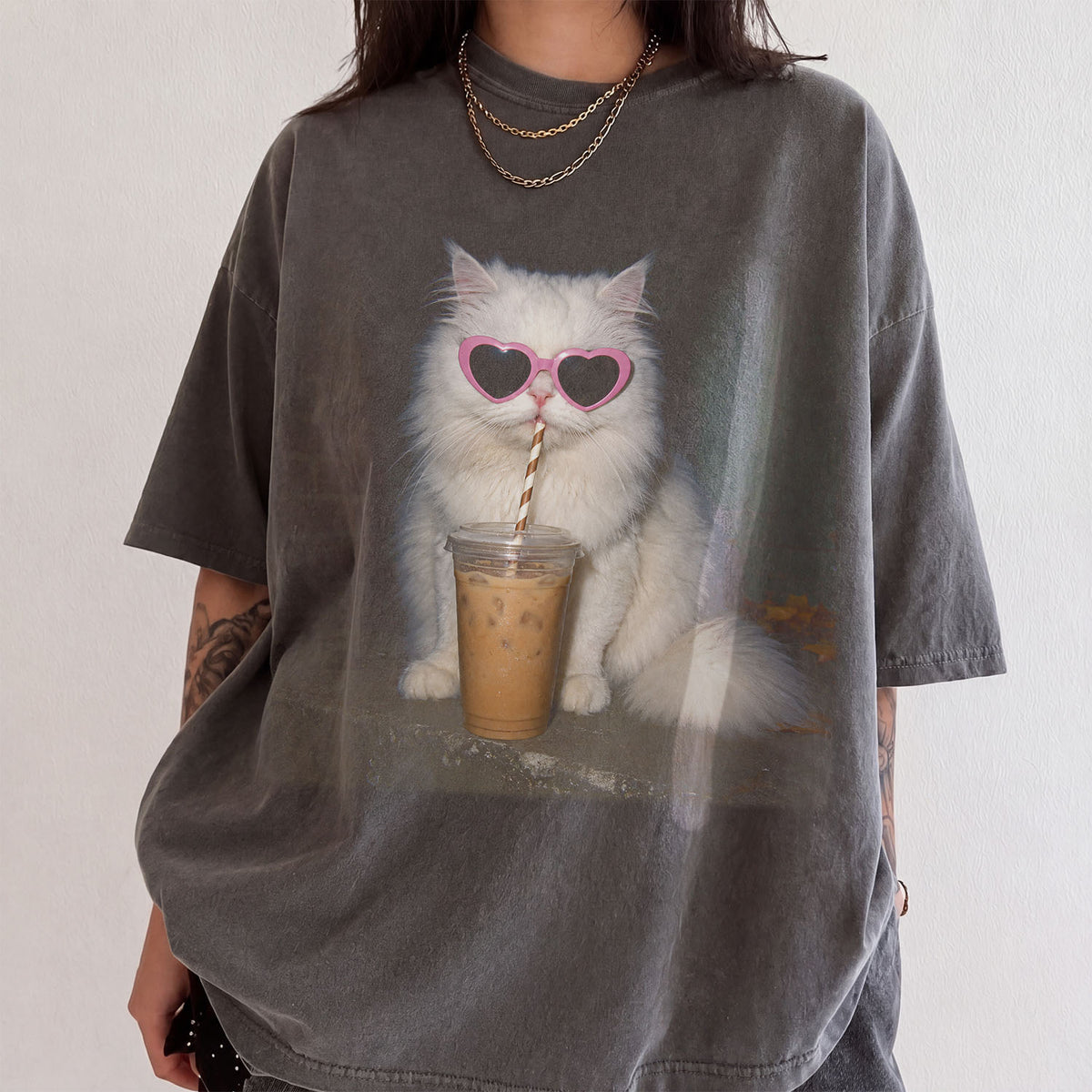 Boujee Iced Coffee Cat Comfort Colors T-Shirt