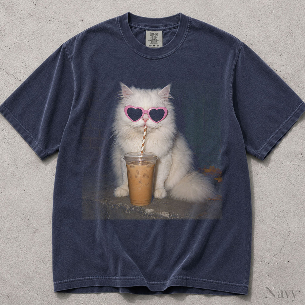Boujee Iced Coffee Cat Comfort Colors T-Shirt
