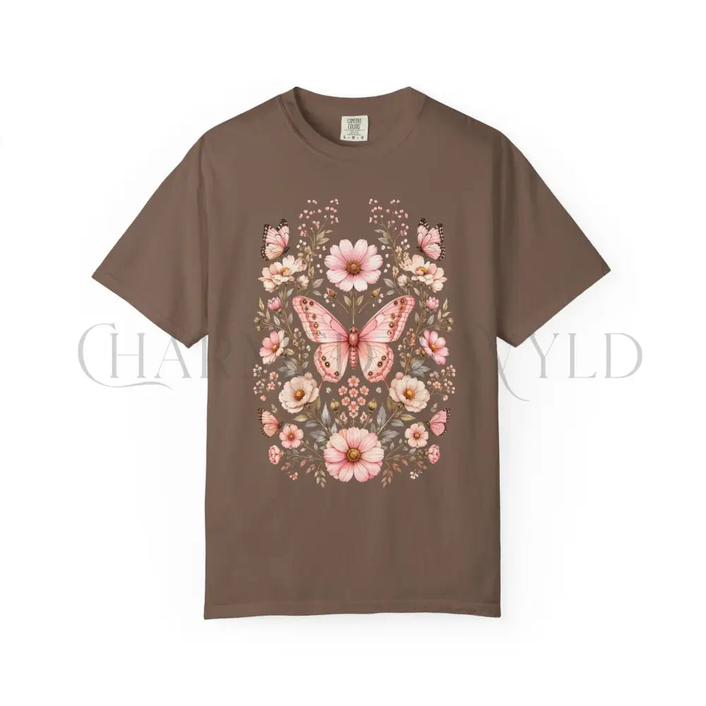 Pink Butterfly Graphic T-Shirt - T-Shirt