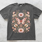 Pink Butterfly Graphic T-Shirt - T-Shirt