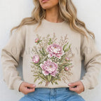 Pink Peony Floral Sweatshirt - Charmed and Wyld