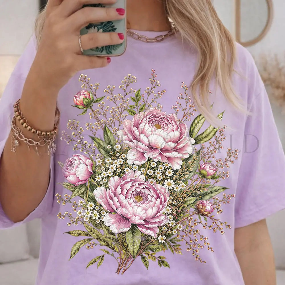Pink Peony Floral T-Shirt - T-Shirt