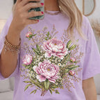 Pink Peony Floral T-Shirt - T-Shirt