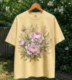 Pink Peony Floral T-Shirt - Butter / S - T-Shirt