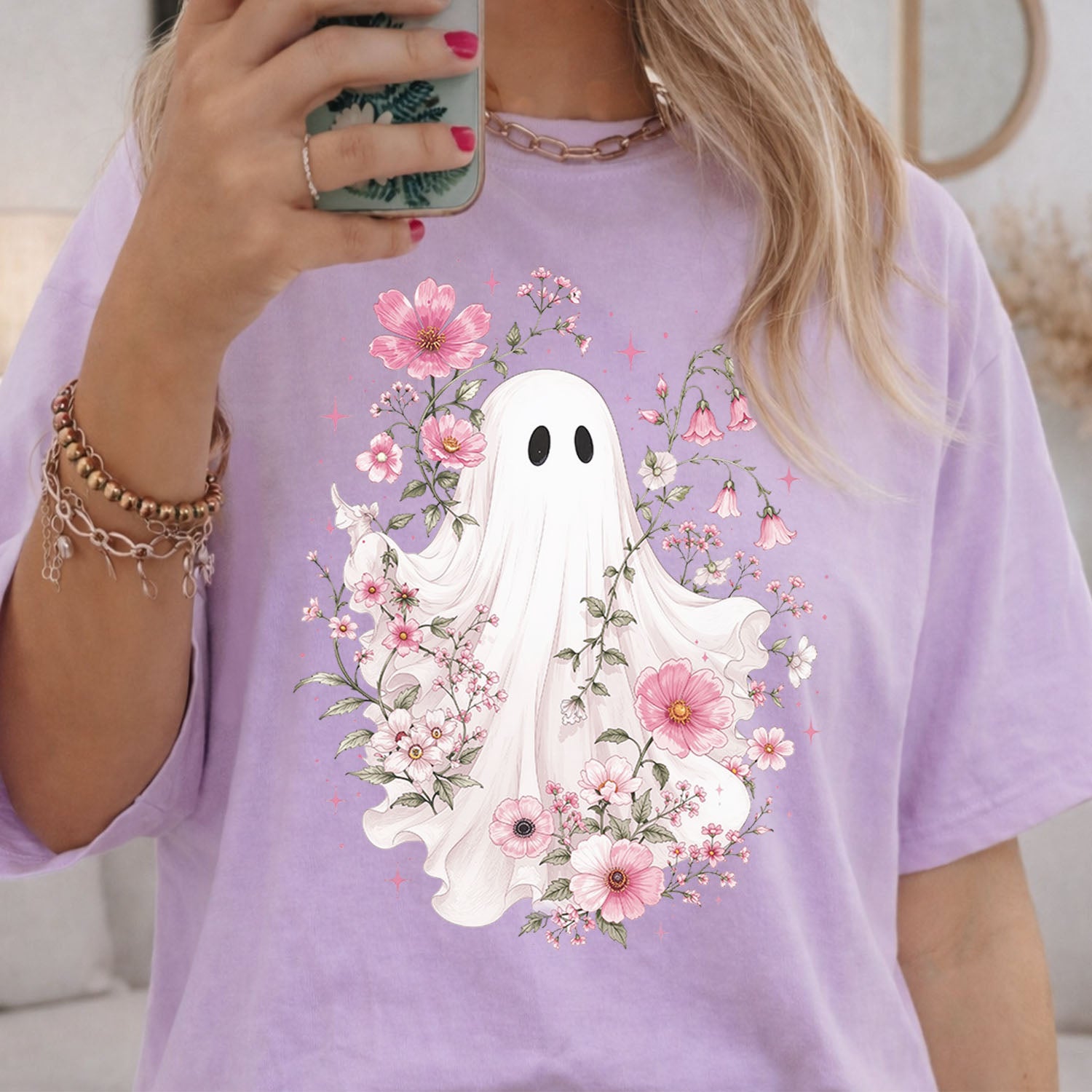 Haunted Pink Flower Garden T-Shirt