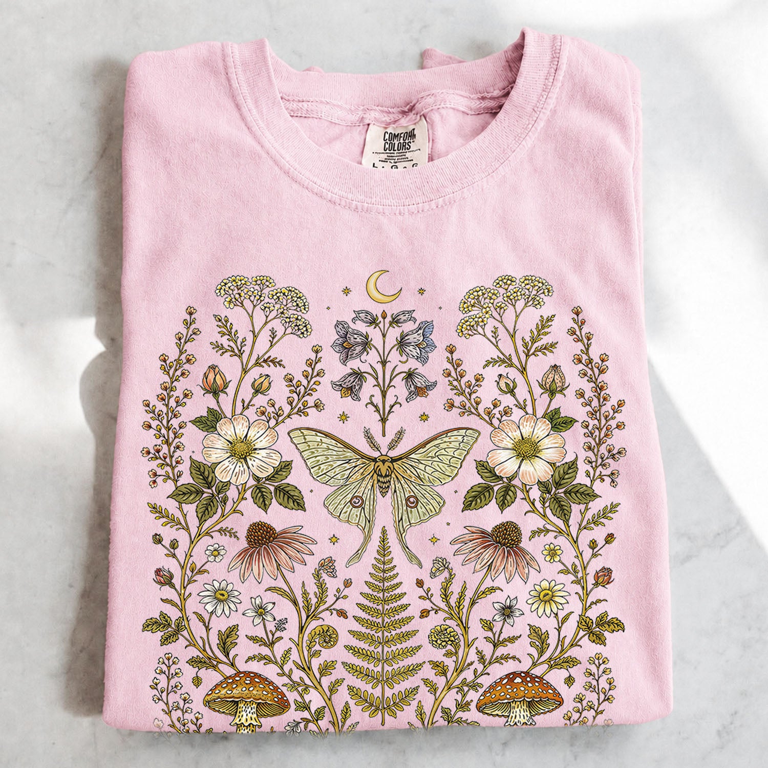 Whimsical Moth Wildflower T-Shirt
