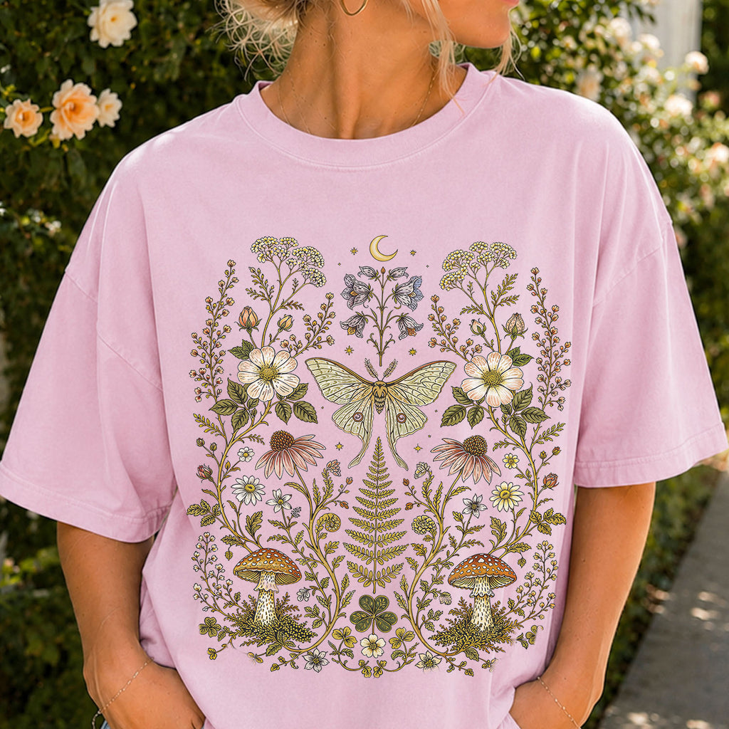 Whimsical Moth Wildflower T-Shirt