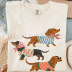 Preppy Dachshund Dogs T-Shirt - Ivory / S - T-Shirt