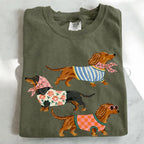 Preppy Dachshund Dogs T-Shirt - Moss / S - T-Shirt