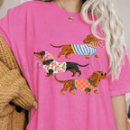 Preppy Dachshund Dogs T-Shirt - Neon Pink / S - T-Shirt