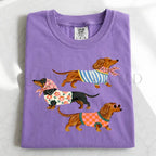 Preppy Dachshund Dogs T-Shirt - Violet / S - T-Shirt