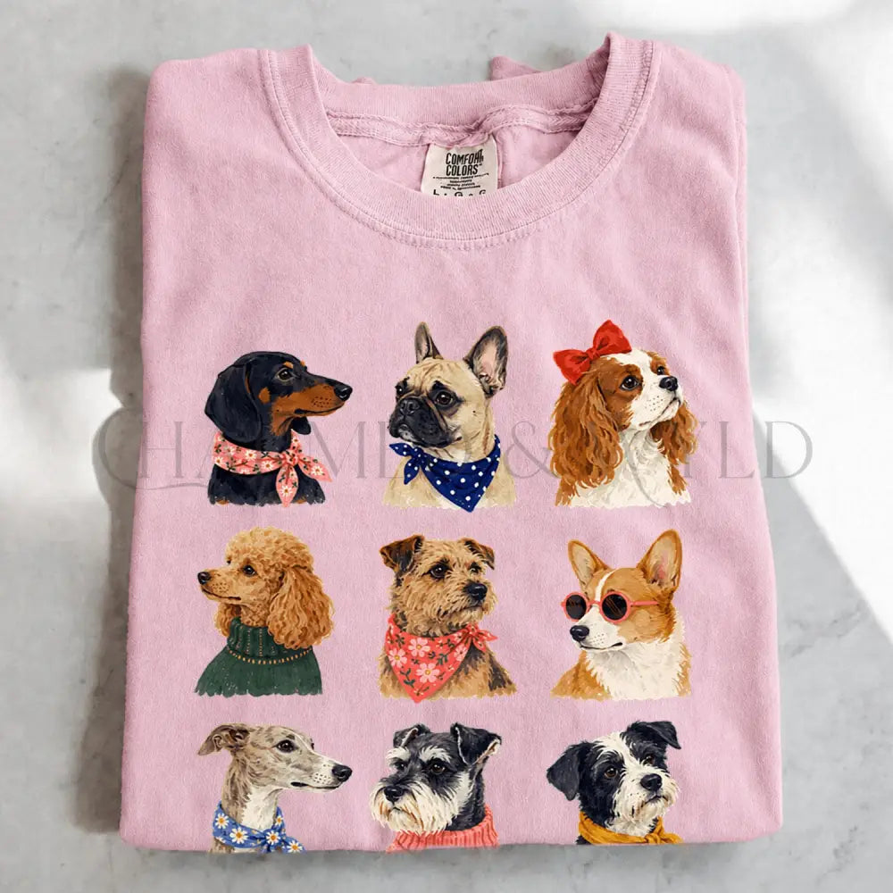 Preppy Dogs T-Shirt - Blossom / S - T-Shirt