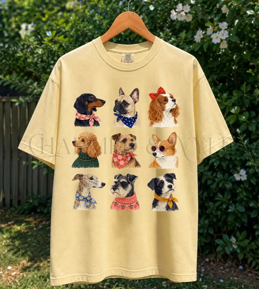 Preppy Dogs T-Shirt - Butter / S - T-Shirt