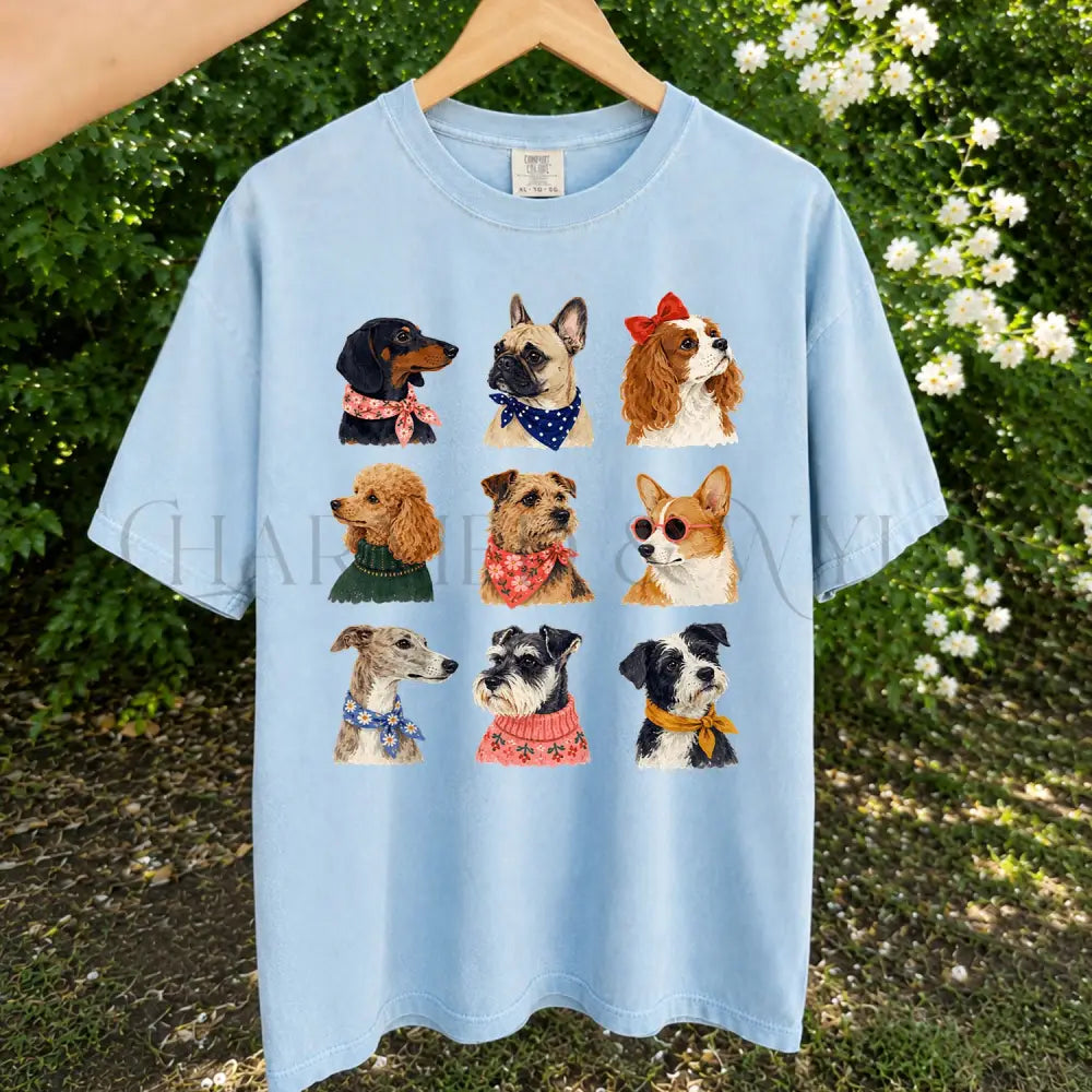 Preppy Dogs T-Shirt - Chambray / S - T-Shirt