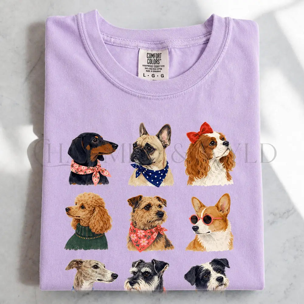 Preppy Dogs T-Shirt - Orchid / S - T-Shirt