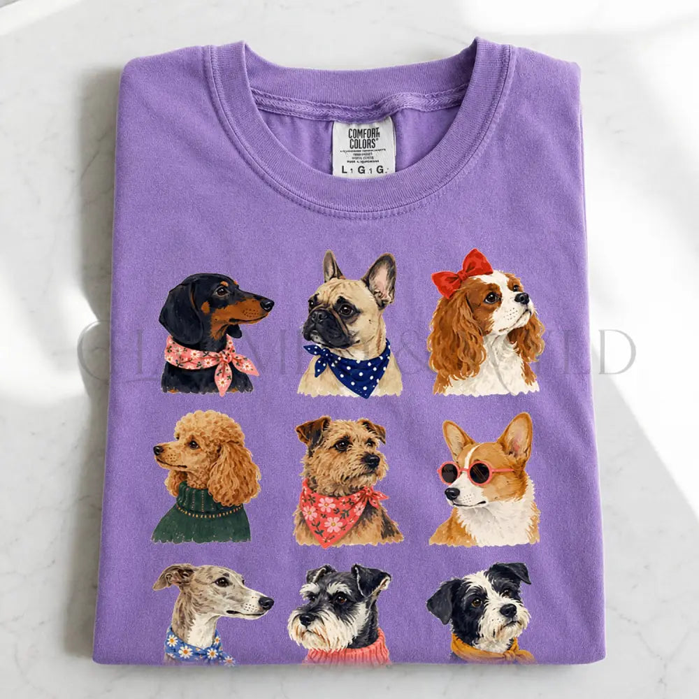 Preppy Dogs T-Shirt - Violet / S - T-Shirt