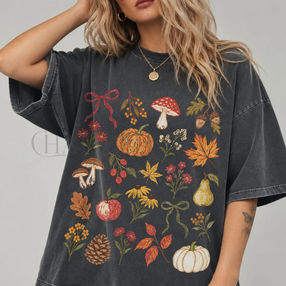 Preppy Fall Comfort Colors Shirt - Pepper / S - T-Shirt