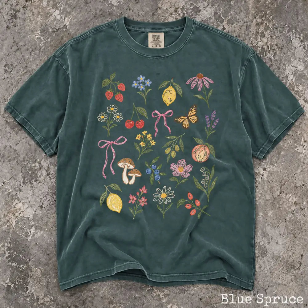 Preppy Fruit Comfort Colors Shirt - Blue Spruce / S - T-Shirt