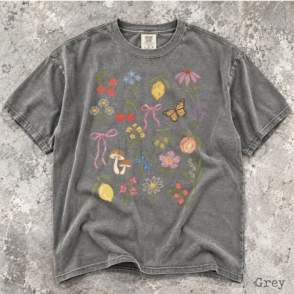 Preppy Fruit Comfort Colors Shirt - Grey / S - T-Shirt