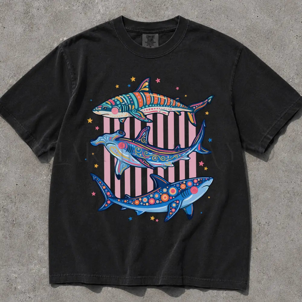 Preppy Shark Comfort Colors T-Shirt - Black / S - T-Shirt