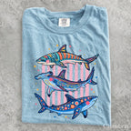 Preppy Shark Comfort Colors T-Shirt - Chambray / S - T-Shirt