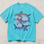 Preppy Shark Comfort Colors T-Shirt - Lagoon Blue / S - T-Shirt