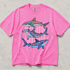 Preppy Shark Comfort Colors T-Shirt - Neon Pink / S - T-Shirt
