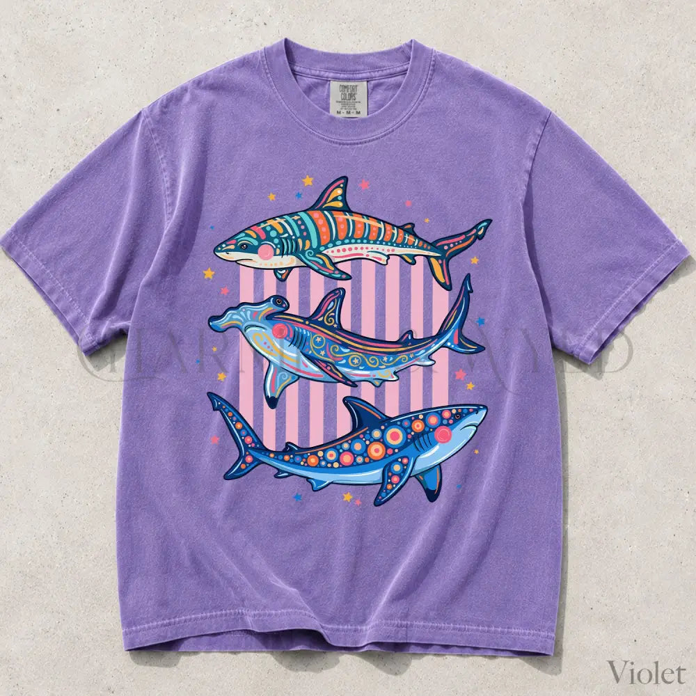 Preppy Shark Comfort Colors T-Shirt - Violet / S - T-Shirt
