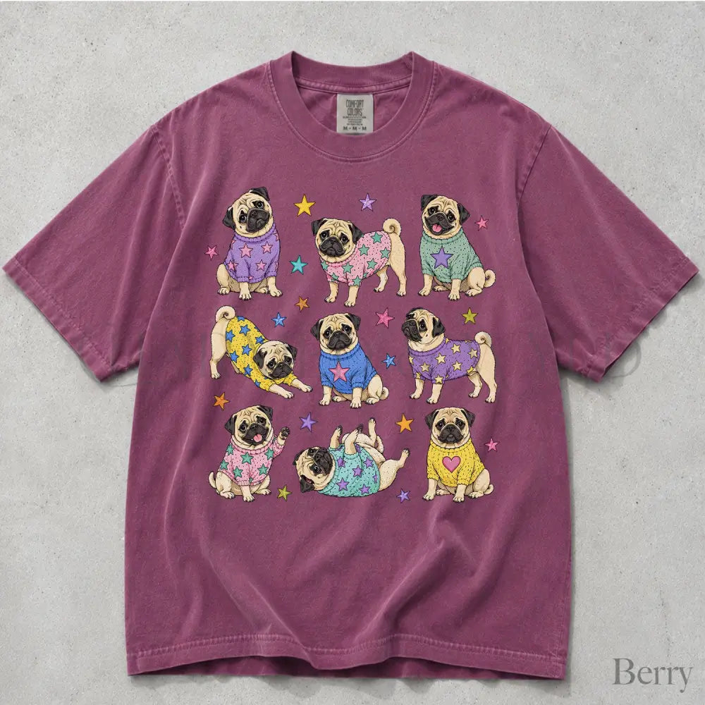 Pugs in Sweaters Comfort Colors T-Shirt - Berry / S - T-Shirt