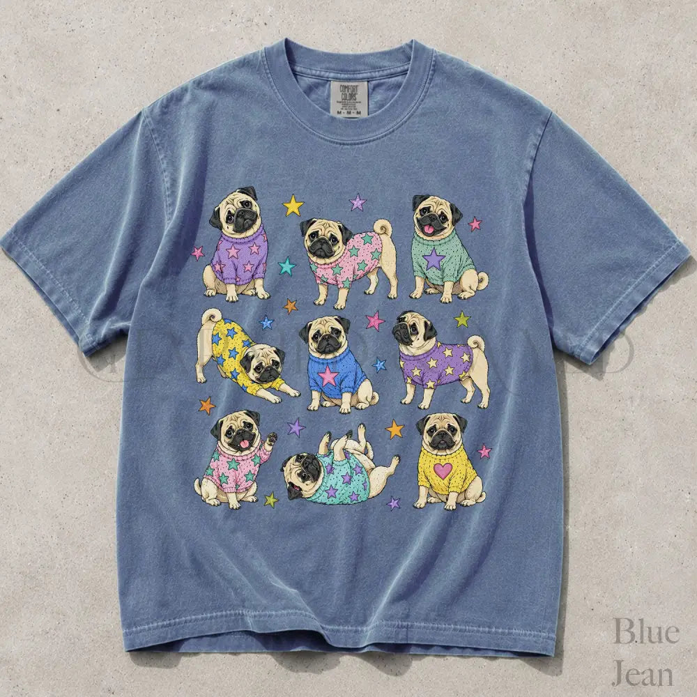 Pugs in Sweaters Comfort Colors T-Shirt - Blue Jean / S - T-Shirt