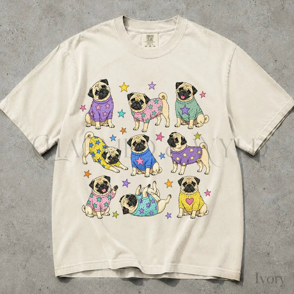 Pugs in Sweaters Comfort Colors T-Shirt - Ivory / S - T-Shirt