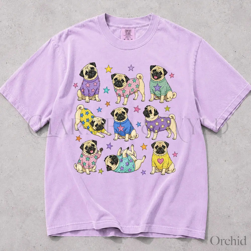Pugs in Sweaters Comfort Colors T-Shirt - Orchid / S - T-Shirt