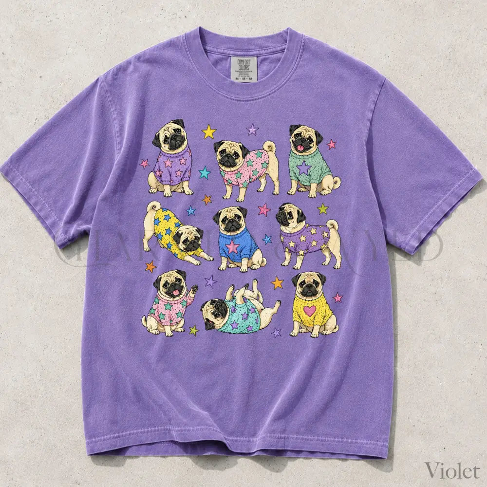 Pugs in Sweaters Comfort Colors T-Shirt - Violet / S - T-Shirt