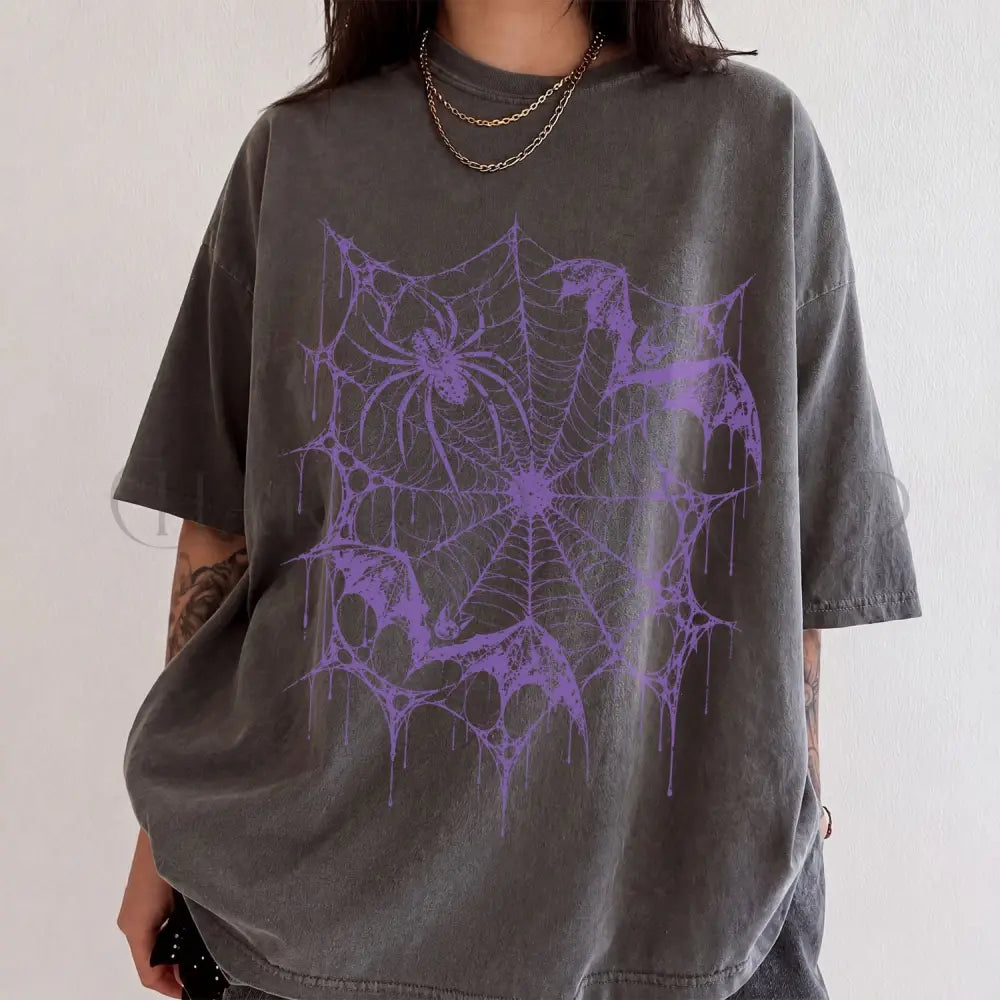 Purple Bat Spiderweb Comfort Colors T-Shirt - T-Shirt