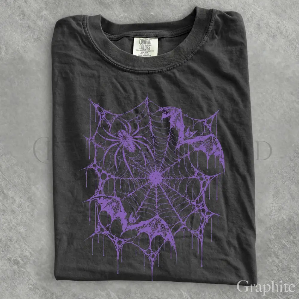 Purple Bat Spiderweb Comfort Colors T-Shirt - T-Shirt