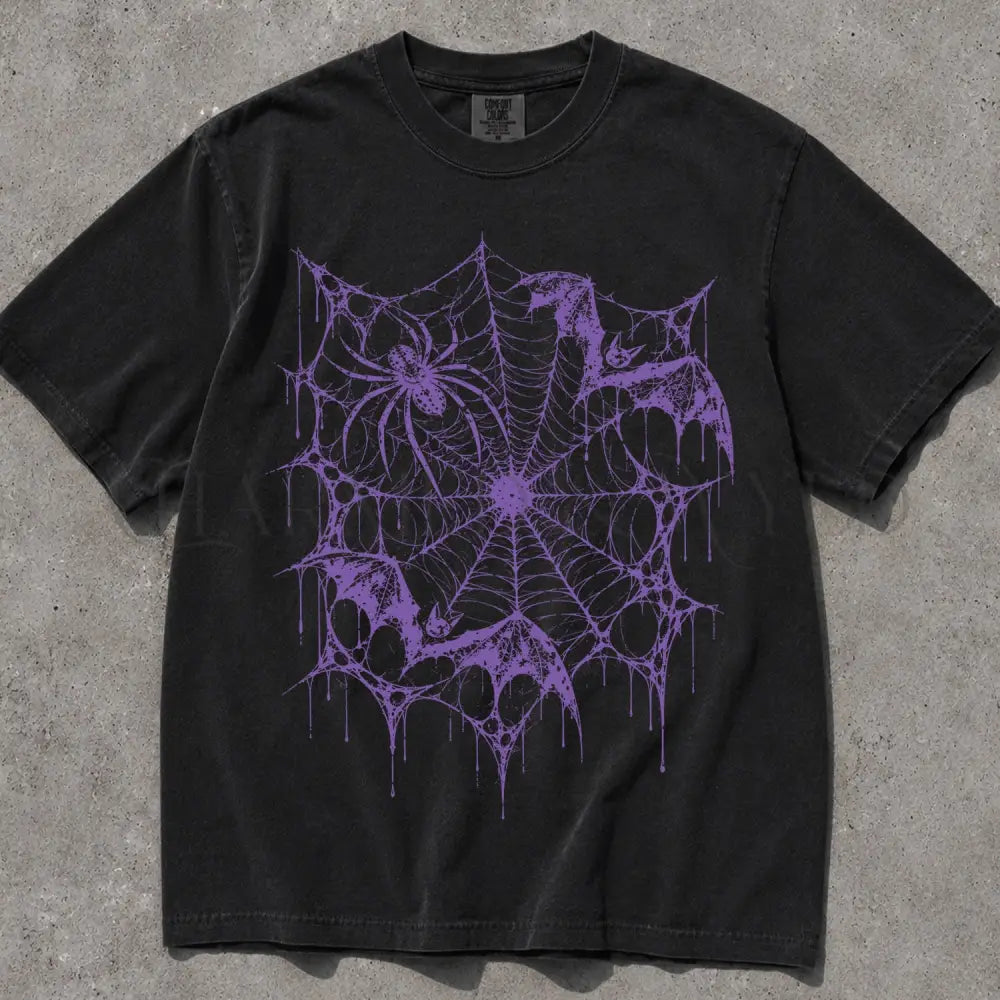 Purple Bat Spiderweb Comfort Colors T-Shirt - T-Shirt