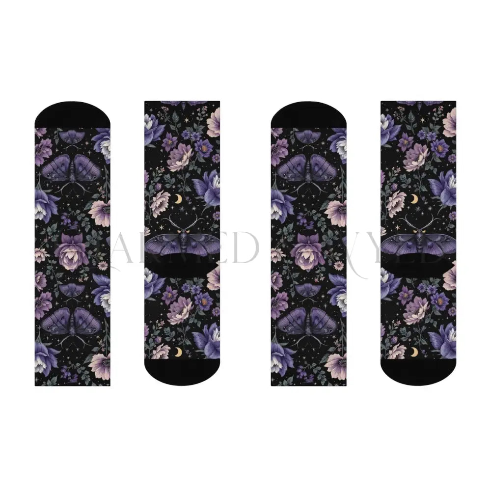 Purple Floral Butterfly Adults Unisex Socks