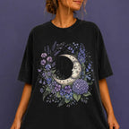 Purple Moon Floral T-Shirt - Black / S - T-Shirt