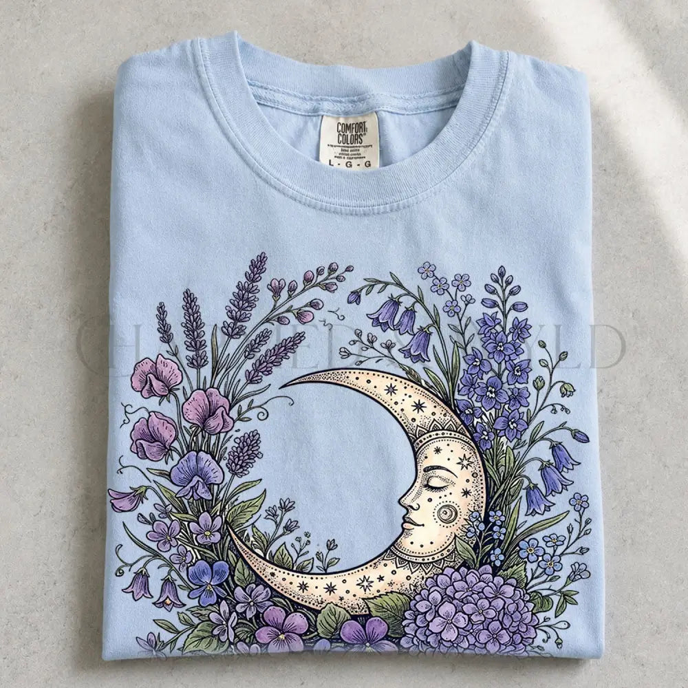 Purple Moon Floral T-Shirt - Chambray / S - T-Shirt