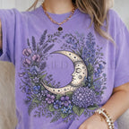 Purple Moon Floral T-Shirt - Violet / S - T-Shirt