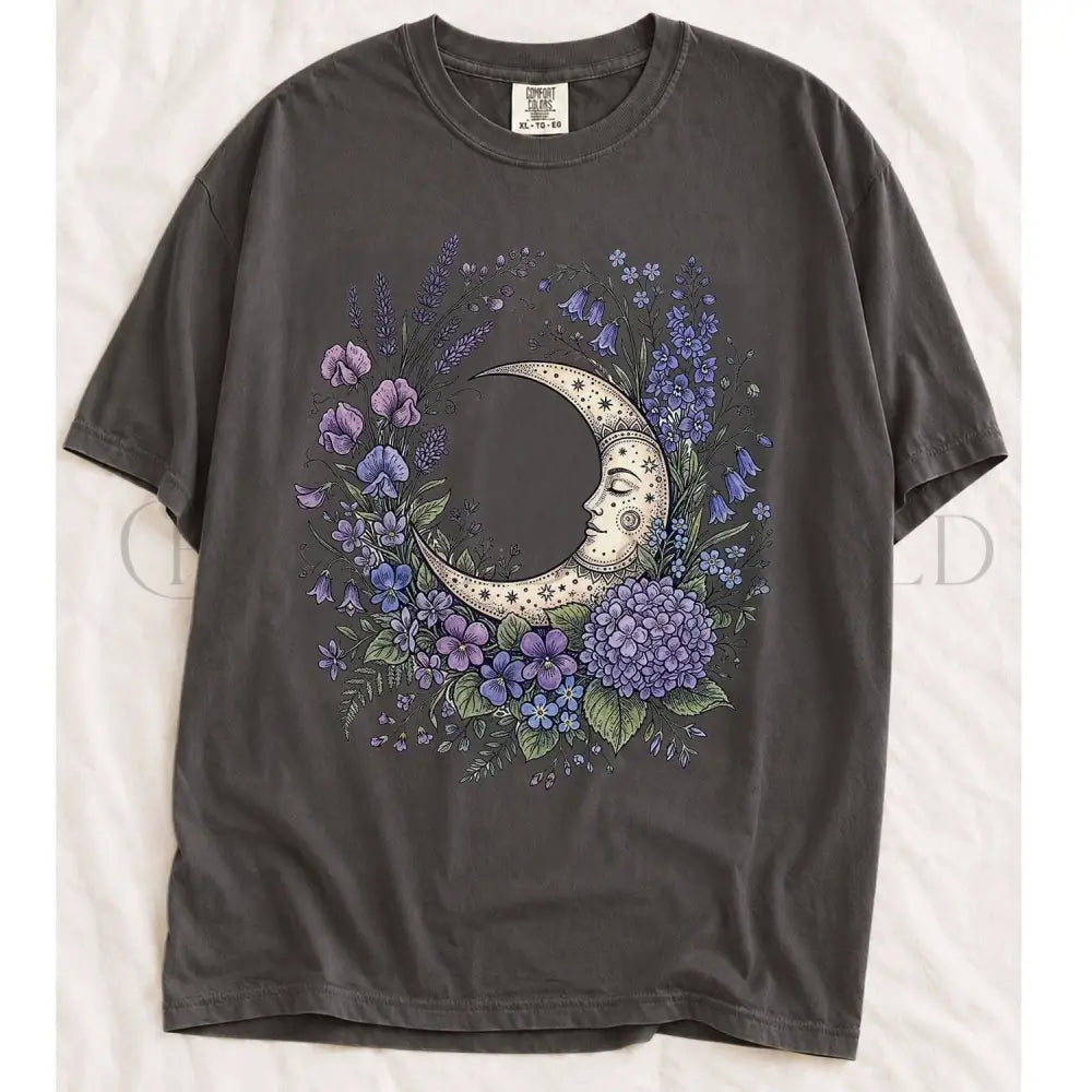 Purple Moon Floral Tshirt - Charmed and Wyld