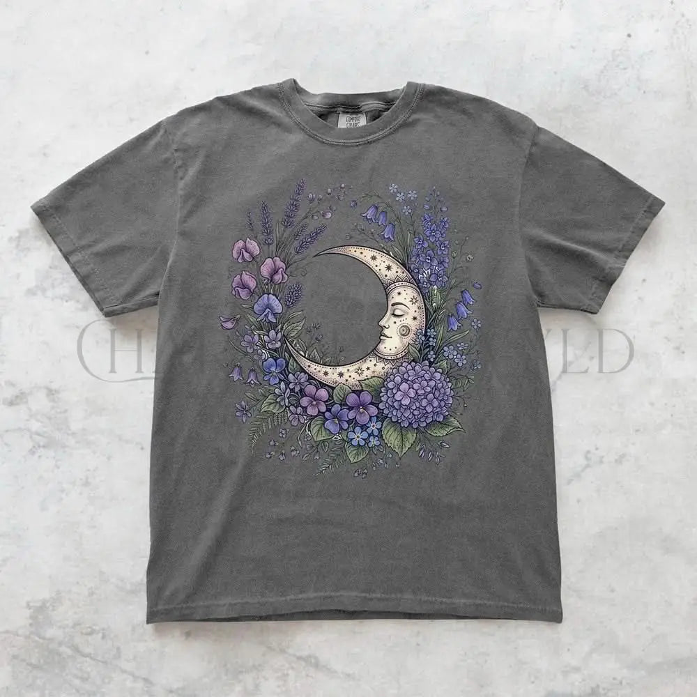 Purple Moon Floral Tshirt - Charmed and Wyld