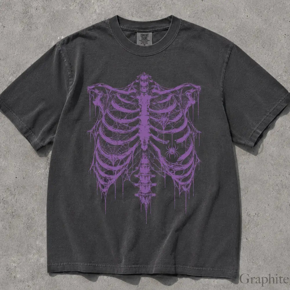 Purple Ribcage Comfort Colors T-Shirt - Graphite / S - T-Shirt