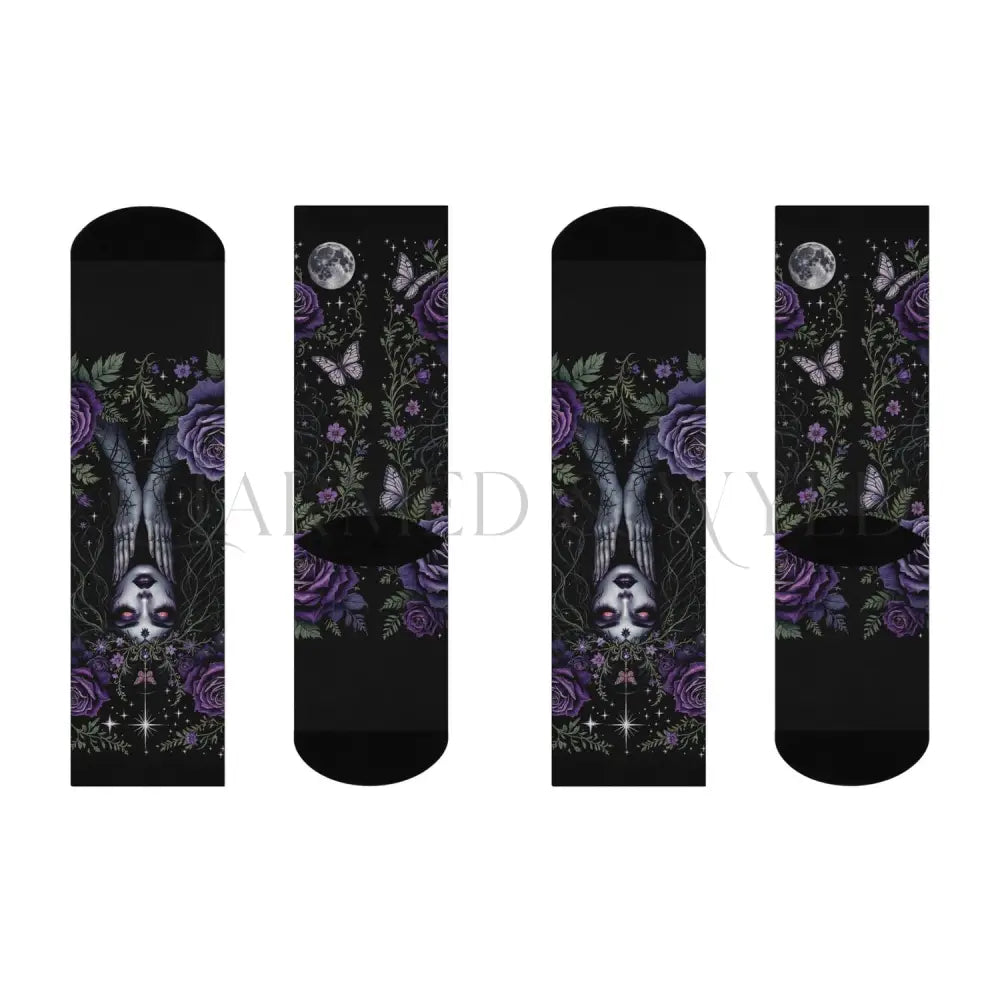 Purple Rose Gothic Goddess Adults Unisex Socks