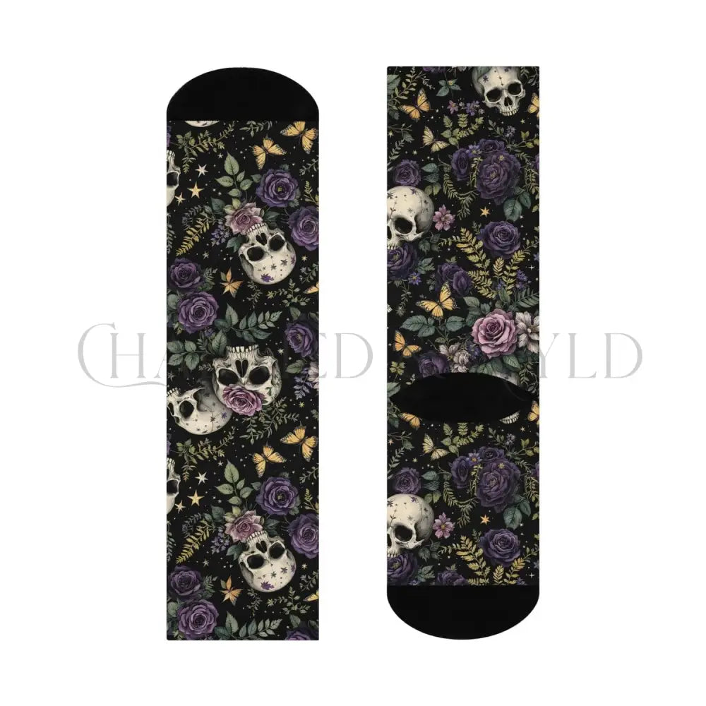Purple Rose Skulls Adults Unisex Socks