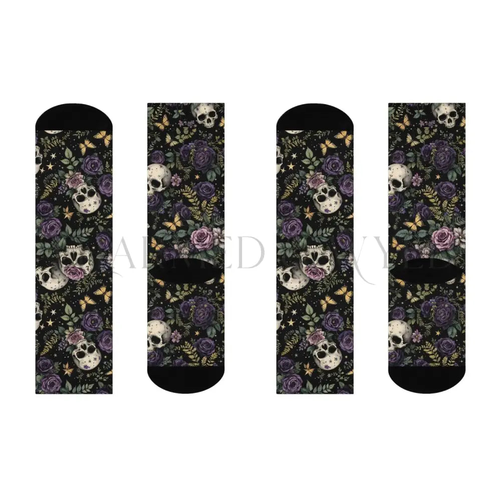 Purple Rose Skulls Adults Unisex Socks