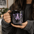 Black Cat Abduction Black Ceramic Mug