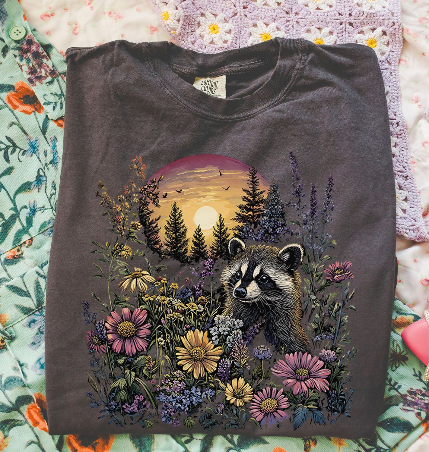 Raccoon Wildflower T-Shirt