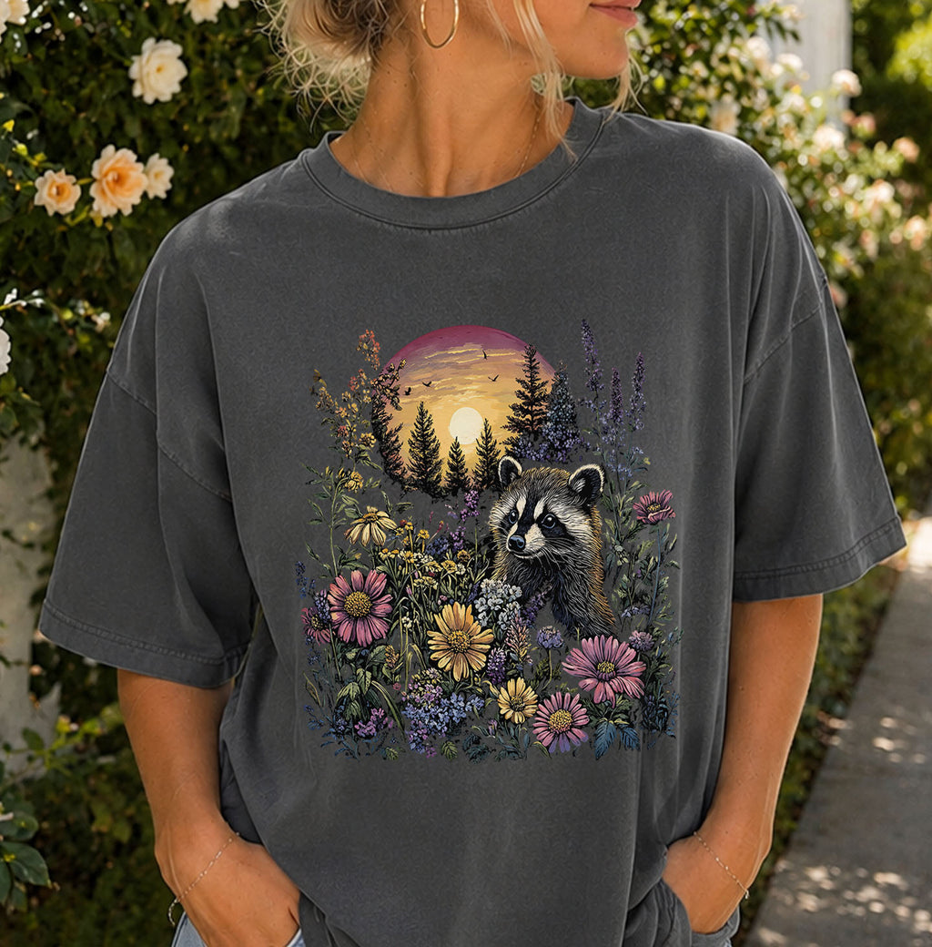 Raccoon Wildflower T-Shirt