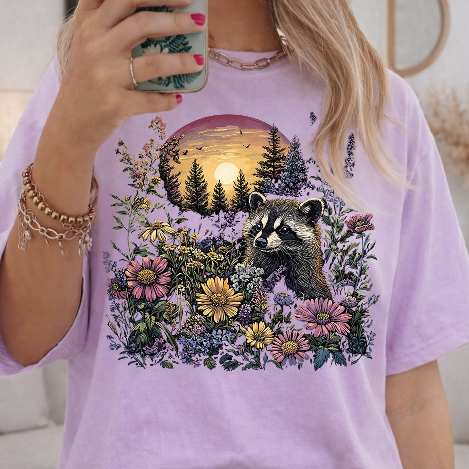 Raccoon Wildflower T-Shirt
